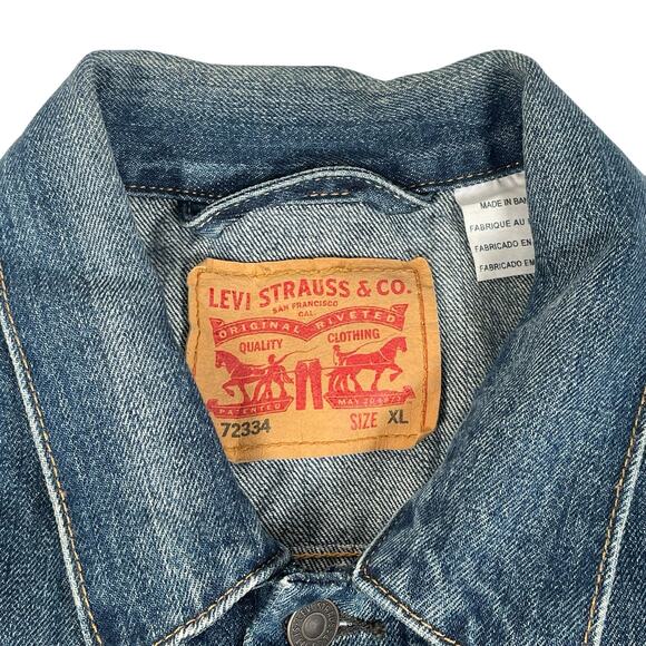 Levi's Mens XL Denim Jacket 72334 Medium Wash Button Trucker Jacket - Picture 5 of 6